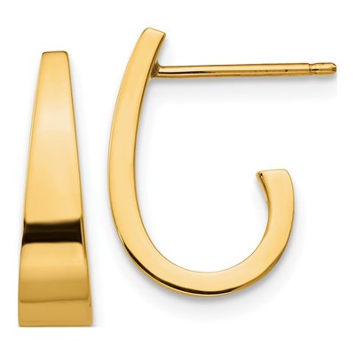 14K Yellow Gold Small J- Hoop Earrings