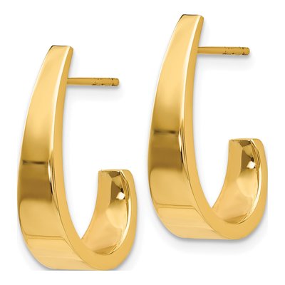 14K Yellow Gold Medium J- Hoop Earrings – view 3