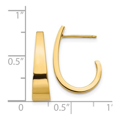 14K Yellow Gold Medium J- Hoop Earrings – view 5