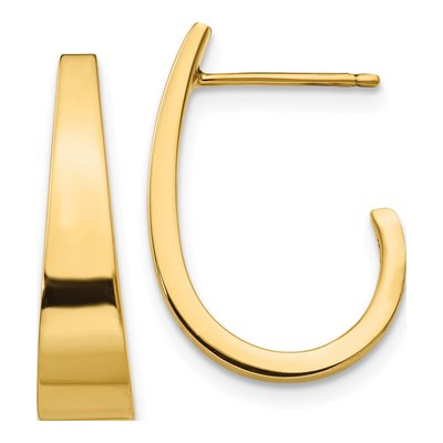 14K Yellow Gold Medium J- Hoop Earrings