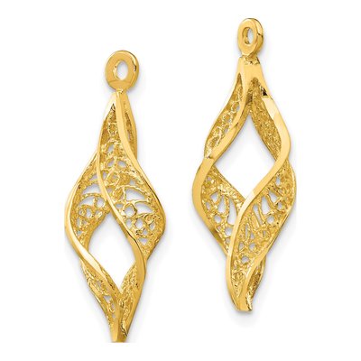 14K Yellow Gold Filigree Swirl Earring Jackets – view 4