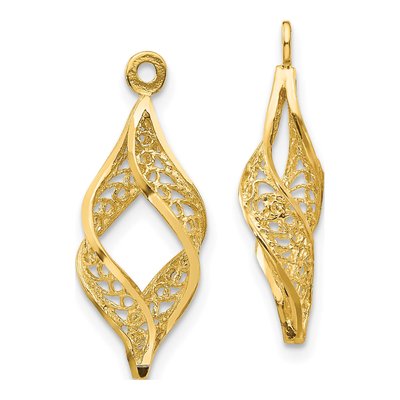 14K Yellow Gold Filigree Swirl Earring Jackets
