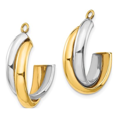 14K Two-Tone Gold 20mm Double J- Hoop Earrings – view 4