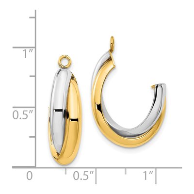 14K Two-Tone Gold 20mm Double J- Hoop Earrings – view 5