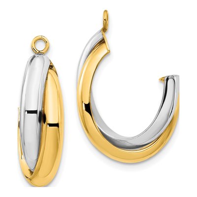 14K Two-Tone Gold 20mm Double J- Hoop Earrings