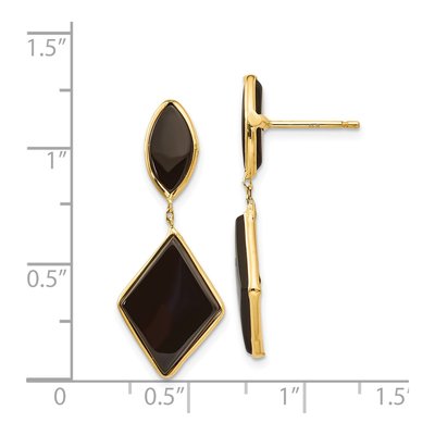 14K Yellow Gold Onyx Dangle Earrings – view 5