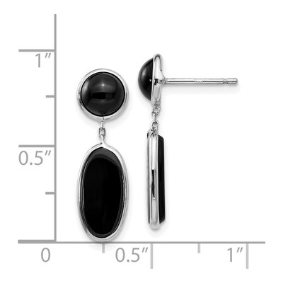 14K White Gold Onyx Oval Dangle Earrings – view 4