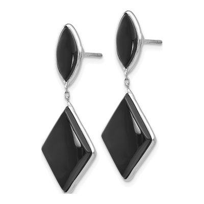 14K White Gold Onyx Dangle Earrings – view 3