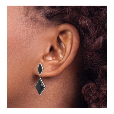14K White Gold Onyx Dangle Earrings – view 4