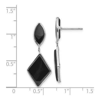 14K White Gold Onyx Dangle Earrings – view 5