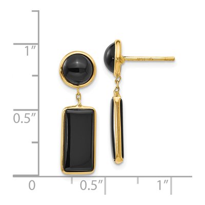 14K Yellow Gold Onyx Rectangle Dangle Earrings – view 5