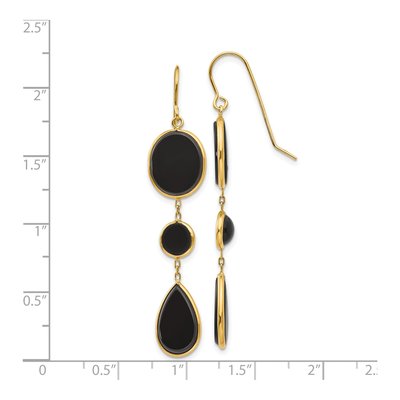 14K Yellow Gold Onyx Dangle Earrings – view 5