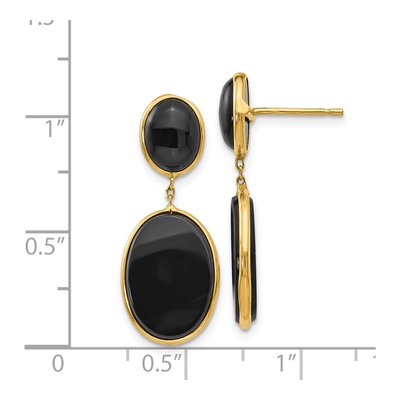 14K Yellow Gold Onyx Oval Dangle Earrings – view 5