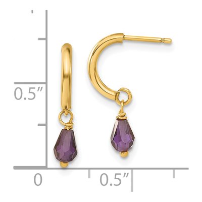 14K Yellow Gold CZ Dangle Earrings – view 3