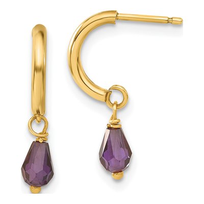 14K Yellow Gold CZ Dangle Earrings