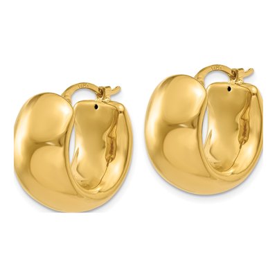 14K Yellow Gold 18mm Wide Puffed Hoop Earrings – view 3
