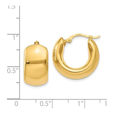 14K Yellow Gold 18mm Wide Puffed Hoop Earrings – view 5
