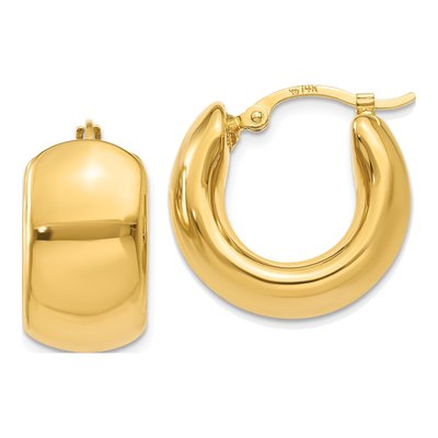 14K Yellow Gold 18mm Wide Puffed Hoop Earrings