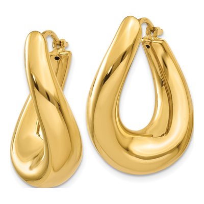 14K Yellow Gold 23mm Twisted Oval Hoop Earrings – view 3