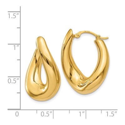 14K Yellow Gold 23mm Twisted Oval Hoop Earrings – view 5