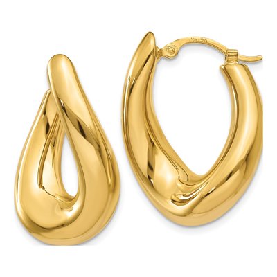 14K Yellow Gold 23mm Twisted Oval Hoop Earrings