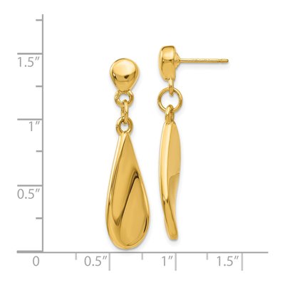 14K Yellow Gold Curved Teardrop Dangle Earrings – view 5