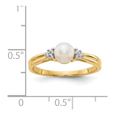 14K Yellow Gold Freshwater Cultured Pearl & Diamond Ring – view 3