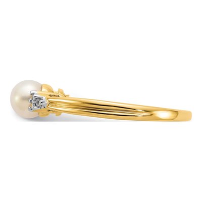 14K Yellow Gold Freshwater Cultured Pearl & Diamond Ring – view 4