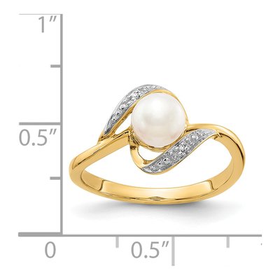 14K Yellow Gold Freshwater Cultured Pearl & Diamond Bypass Ring – view 3