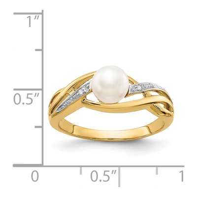 14K Yellow Gold Freshwater Cultured Pearl & Diamond Ring – view 3