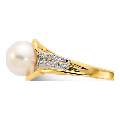 14K Yellow Gold Freshwater Cultured Pearl & Diamond Ring – view 4