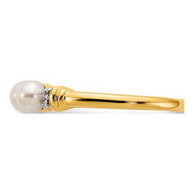 14K Yellow Gold Freshwater Cultured Pearl & Diamond 3-Pearl Ring – view 4