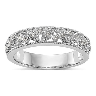 14K White Gold 1/7 ct tw Diamond Wedding Band