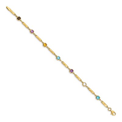 14K Yellow Gold Sky Blue Topaz & Smoky Quartz Rainbow Bracelet – view 3