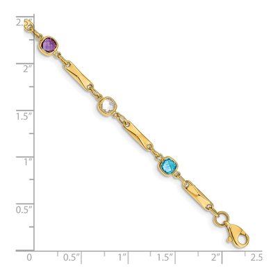 14K Yellow Gold Sky Blue Topaz & Smoky Quartz Rainbow Bracelet – view 5