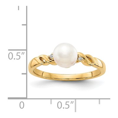 14K Yellow Gold Freshwater Cultured Pearl & Diamond Twist Ring – view 3