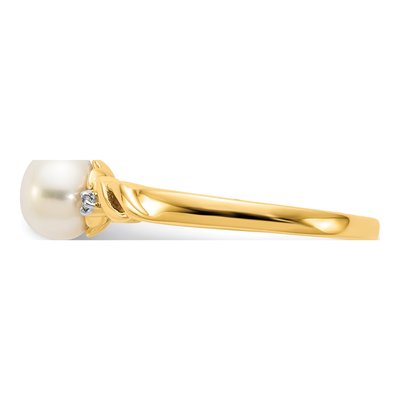 14K Yellow Gold Freshwater Cultured Pearl & Diamond Twist Ring – view 4