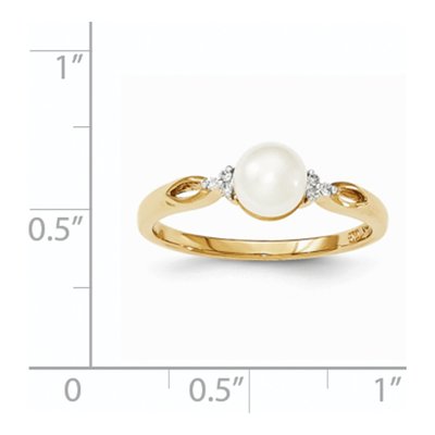 14K Yellow Gold Freshwater Cultured Pearl & Diamond Ring – view 3