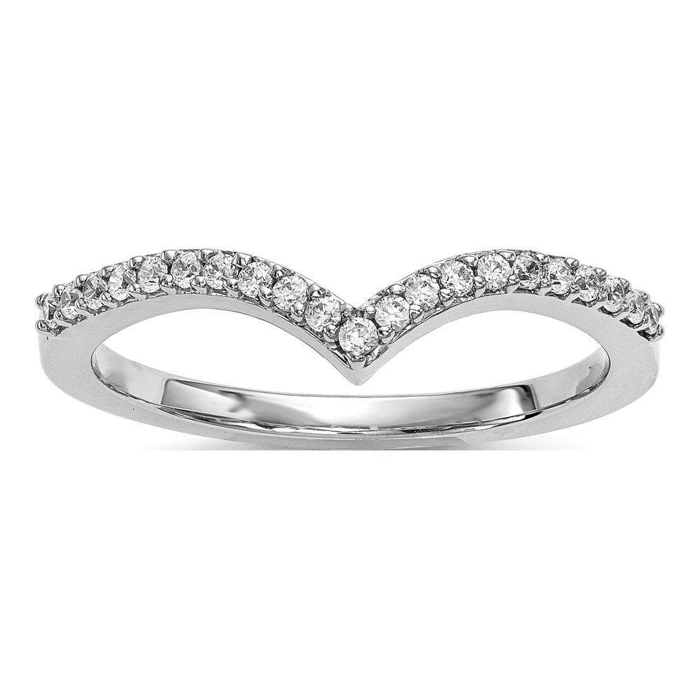 14K White Gold 1/6 ct tw Diamond V-Shape Ring