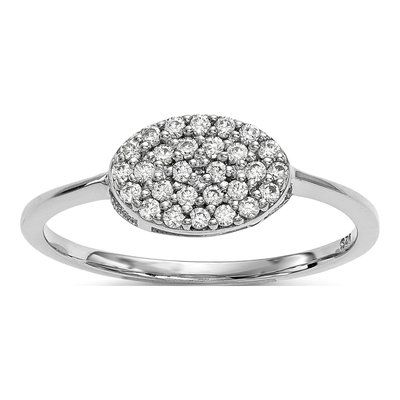 14K White Gold 0.22 ct tw Diamond Cluster Oval Ring