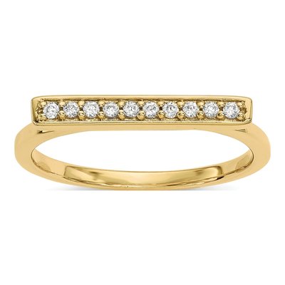 14K Yellow Gold 1/10 ct tw Diamond Bar Ring