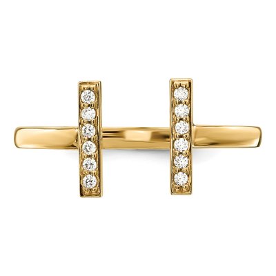 14K Yellow Gold 1/10 ct tw Diamond Double Bar Ring – view 5