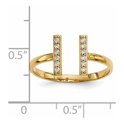 14K Yellow Gold 1/10 ct tw Diamond Double Bar Ring – view 6