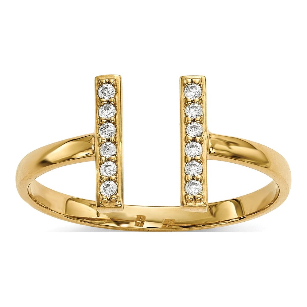 14K Yellow Gold 1/10 ct tw Diamond Double Bar Ring