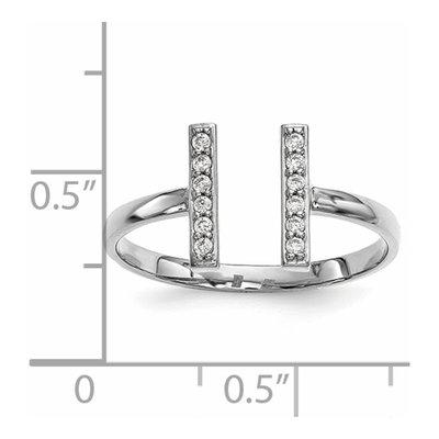 14K White Gold 1/10 ct tw Diamond Double Bar Ring – view 6