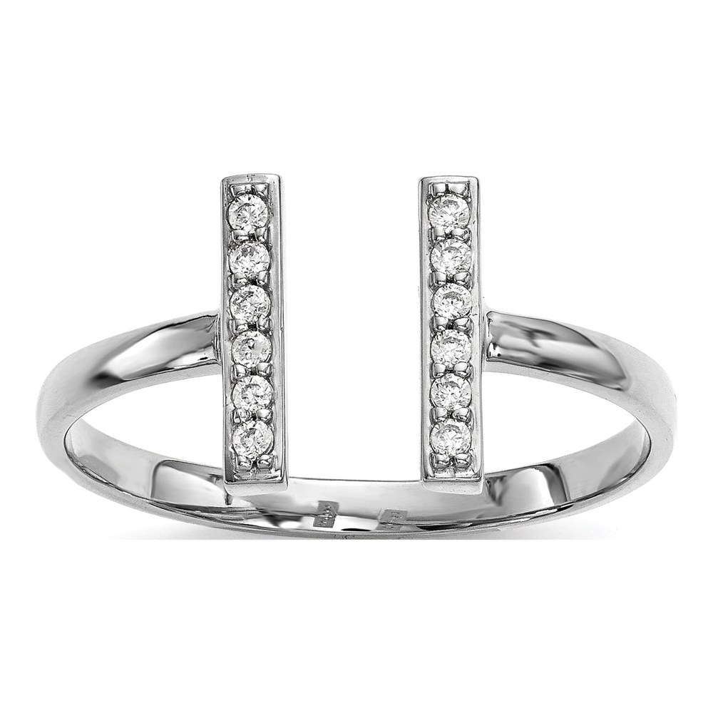 14K White Gold 1/10 ct tw Diamond Double Bar Ring