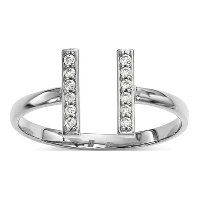 14K White Gold 1/10 ct tw Diamond Double Bar Ring