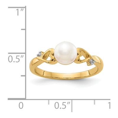 14K Yellow Gold Pearl & Diamond Heart Ring – view 5