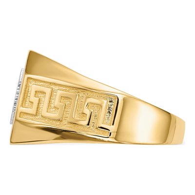 Men's 14K Yellow Gold CZ Greek Key Ring – view 3
