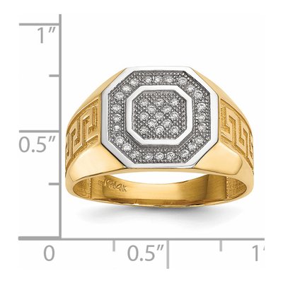 Men's 14K Yellow Gold CZ Greek Key Ring – view 5
